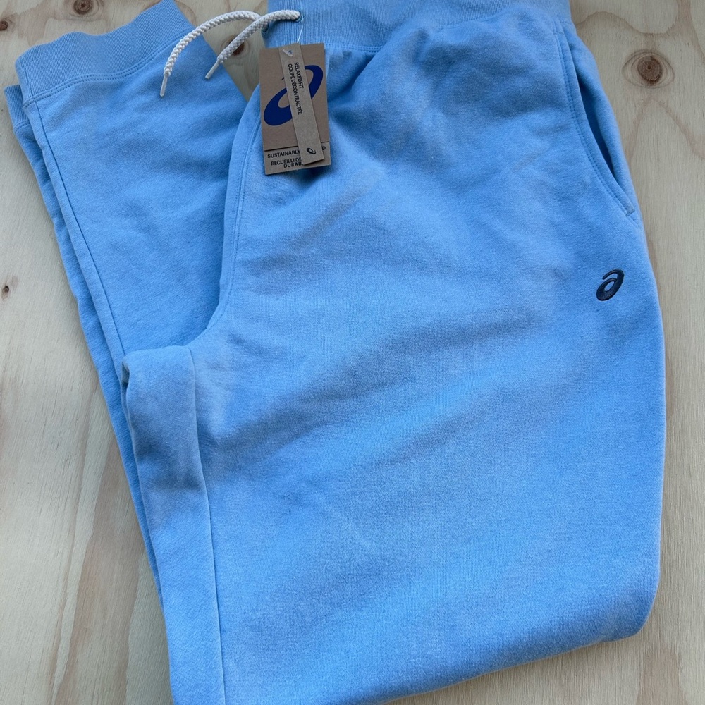 Asics Sunday Sana Fleece Joggers Light Blue Relaxed Fit Sweatpants 2032C440 2XL